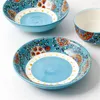Assiettes Stoviglie In Ceramica Stile Bohemien Fiori Rotondi Bone China 6/8/10 Pollici Piatto Ciotola Cucina Domestica Forniture