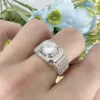 Haut de gamme classique plein strass Zircon quatre griffes 2 carats anneau ciel étoilé brillant affaires hommes anneau mode