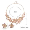 Jewelry Pouches Necklace Earrings Diamond Alloy Set Women's Fashion Crystal Flower Bridal Dress