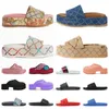 luxe G Sandalen Dames bloemen roze glijbaan sandaal platform Dia's bruin Slippers antislip dikke zachte bodem Slipper huis buiten Zomer strandschoen heren 35-45