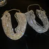 Afshor Luksusowe kolorowe kryształowe naszyjniki dla kobiet wielowarstwowe złoto kolorowy łańcuch nyszekdonowy