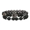 Strand Punk Perles Bracelet Pour Hommes Demon Eye Palm Set 8mm Carte Pierre Tigre Élastique Bijoux