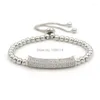 Braccialetti con ciondoli 30x6mm Micro Pave Clear CZ Hexagon Arc Tube Bead Bracciale placcato in oro o argento