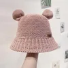 Cappelli a tesa larga Cappello di paglia kawaii Cappello estivo Orecchie da orso Visiera parasole Berretto coreano Tessuto da spiaggia Secchio Protezione solare solida Pescatore Ragazza da viaggio