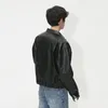 Men's Jackets SYUHGFA Short Jacket Pu Leather Niche Design Trend 2023 Autumn Long Sleeve Casual Coat Korean Street Fashion Cardigan