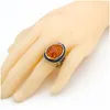 Band Rings 20 Pcs/Lot Natural Stone Amber Gemstone Ring Hybrid Models Mixed Size Lady/Girl Fashion Jewelry Mix Styles Drop Delivery Dhrc3