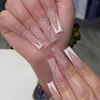 Faux Ongles 24pcs French Romance Ballerina Nail Overlength Avec Tête Carrée Wearable Artifical Manucure Full Cover Tips