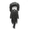 Berets Unisex Crazy Wig Long Beard Личность Бобов викинги шляпы ручной работы зимний косплей подарки смешные на рождественские костюмы на Хэллоуин