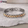 Bracelets porte-bonheur RainSo 99999% pur Germanium Bracelet pour femmes Corée acier inoxydable santé énergie magnétique Couple bijoux 230803