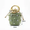 Evening Bags 2023 New Handmade Rhinestone Crystal Embellished Straw Bag Straw Bucket Bags Lady Travel Purses Handbags sac en paille femme J230804