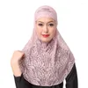 Foulards pour femmes 2 pièces dentelle florale au crochet Amira musulman Hijab couleur unie crème solaire