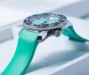 ساعة معصم شائكة الرجال غوص مشاهدة الأزرق الاتصال الياقوت الزجاج اليابان NH35 حركة أوتوماتيكية 200M حزام مطاطي أخضر فائق الخضرة