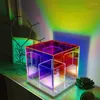 Bordslampor Modern lampa Kreativ dekoration Led Square Color Cube Atmosphere Light for Home Bed Room