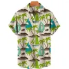 Camicie casual da uomo Moda Uomo Camicia hawaiana Asciugatura rapida Estate Mens Camicetta Coconut Tree Beach Manica corta per Camisa Masculina