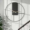 Relógios de parede Grande Relógio de madeira de nogueira Espanha Design moderno Metal Silencioso Circular Simples Vintage Casa Decoração de sala de estar