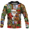Мужские толстовка рождественская капюшона модная уличная тенденция топ негабаритный пуловер с длинными рукавами с длинными рукавами