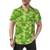 Męskie koszule zielone cytrynowe nadruk luźne koszulę męskie na plaży Lime Slice Letni design krótkie rękawy harajuku duże bluzki