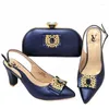 Dress Shoes Mature 2023 Special Style African Designer And Bag Set To Match Deep Blue Color Party With Matching Bags