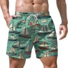 Pantaloncini da uomo Cartone animato Barca a vela Stampato in 3D Spiaggia Moda casual Hawaiian Surf Nuoto Trendy