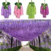 Flores decorativas 12 pçs Wisteria Flor Artificial Corda de Rattan Decoração de Festa de Casamento Vinhas Falsas Guirlanda Arco de Teto Jardim Pendurado