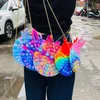 Makeup Coin Purse Push Bubble Rainbow Shoulder Bags Anti Stress Utbildningsbarn och vuxna handväska