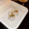 Creolen ALLME Luxus-Übergröße, simulierte Perlenblütenknospe für Frauen, 14 Karat vergoldetes Messing, hängende Ohrringe, Ohrringe 2023