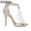 Kleidschuhe XPAY Sexy Sandalen Damen Pump Sommer Strass Reißverschluss Feder High Heel Mandel Damen Hochzeit Pump Schuhe Größe 34-43 Z230804