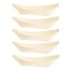 Geschirr-Sets 50 Stück Sushi-Boot Einweg-Snackschüssel Palmblatt-Dekor Holzbehälter Salatteller