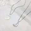 Chaînes S925 Argent Lune Collier Perle Baroque Naturelle Clavicule Chaîne Cadeau De Vacances Pour Les Couples Masculins Et Féminins