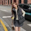 Women's Vests 2023 Cotton Vest Women Warm Coat Turn-down Collar Zipper Sleeveless Jacket Overcoat Loose Drawstring Waistcoat