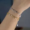 Link Bracelets Promotion 2023 Classic Jewelry Bezel Cz Station Chain Cross Charm Bracelet Gold Silver Color 15 4cm