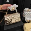 Luxurys Channel Bags bolso de diseñador Nuevo Mini CF Cuero genuino Golden Ball Square Fat Man Ling Grid Bolso de cadena Crossbody Versátil Pequeño Fragante Bolsos de sobre para mujer