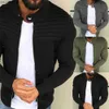 Chaquetas de hombre Color sólido a rayas plisado Patchwork Cardigan Sweater Fleece Zip Jacket T230804