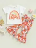 Clothing Sets Cute And Comfy Toddler Girl S Floral Sweatshirt Bell Bottom Pants Set For A Stylish Summer Outfit