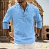 Męskie koszule T Męskie stojaki na stojak na kolorowy kolor długi rękaw Soild Inner Button Shirt Mens Casual