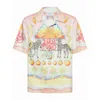 Mäns casual skjortor casablanca 23SS Crayon Colored Designer Men Beach Shirt uni Twill Silk Short Sleeve Summer S Casablanc Drop Delive Dhlqx