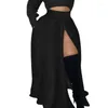 Юбки Kexu Zipper High Side Slit Big Swing талия свободная длина пола.