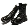 Bottes d'hiver hommes bottes de moto mode mi-mollet Punk Rock Punk chaussures hommes en cuir véritable noir haut haut hommes botte décontractée 38-46 230804
