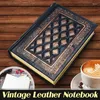 Klassisk läder vintage dagbok journal anteckningsbok tomt rutigt hårt omslag papper stationer över reseskolan sdudent gåva