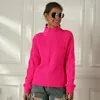 Женские свитера неоновый свитер Женщины вязаные фуксия розовые сплошные сплошные пуловки длины повседневные свободные вязаные рубашки женские джамперы 230803