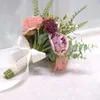 Kwiaty dekoracyjne Wysokiej jakości mini jedwabny sztuczny ślub na świeżym powietrzu trzymający bukiet róże piwonia