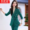 Kvinnors tvådelade byxor 2023 High-end kostym Jacket Small Business Ol Temperament Commute Spring and Autumn Work Clothes