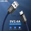 Caricabatterie/cavi USLION Cavo micro USB 2.4A Cavo dati USB a ricarica rapida per Samsung Xiaomi Android Cavo di ricarica USB Cavo di ricarica micro USB x0804