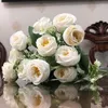 Kwiaty dekoracyjne sztuczne kwiaty jedwabia Rose Rose biały fałszywy bukiet domowa przyjęcie weselne dla dekoracji