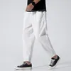 Pantalons pour hommes hommes pleine longueur cordon de serrage survêtement Simple décontracté taille élastique coupe ample grandes poches mince pantalons longs