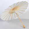 Ventiladores de estoque Guarda-sóis de Noiva de Casamento Guarda-chuva de Papel Branco Cabo de Madeira Artesanato Japonês Chinês 60cm de Diâmetro Guarda-chuvas