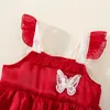 Vestidos para meninas FOCUSNORM 0-3 anos Princesa Bebê Meninas Vestido doce babados sem mangas borboleta asas festa linha A para praia