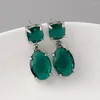 Dangle Oorbellen Elegante vrouwen Ovale Fuchsia Green Crystal CZ Earring Sieraden Charm Accessoires Voor Vrouwen Party