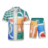 Chemises décontractées pour hommes Casablanc Of Racing Silk Art Shirt 2023 Nouvel automne et hiver Hommes Robe Shorts Set Drop Delivery Apparel Mens Clot Dhsy1