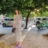 Casual Dresses 2023 Summer Asymmetrical One-sided Long-sleeved Polka-dot Print Dress Vestidos Mujer